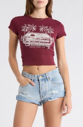 Billabong Catch Some Sun Graphic Baby Tee in Red Dahlia at Nordstrom, Size X-Small