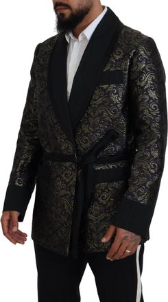 Dolce & Gabbana Mens Gold Purple Baroque Jacket Blazer Robe Clothing