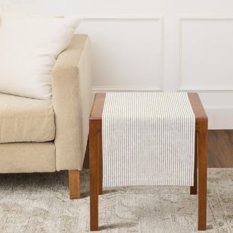 Solino Home Linen Table Runner for Dining Table, Holiday and Everyday Table Decor - Narrow Stripe in Natural And White at Nordstrom, Size X-Small