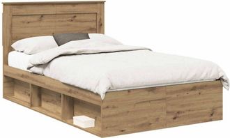 vidaXL Estructura De Cama Con Cabecera Roble Artesanal 120 X 190 Cm Vidaxl