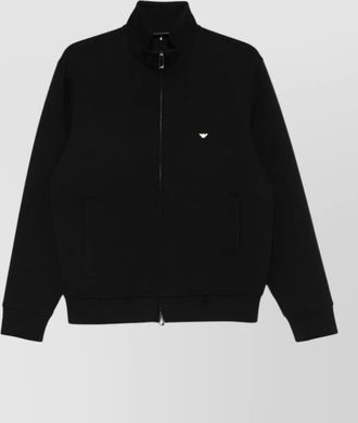 Emporio Armani cotton sweatshirt logo high collar pockets