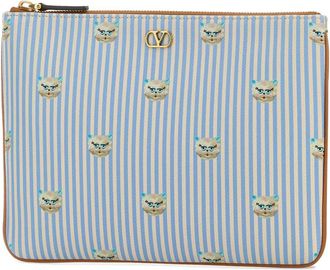 Valentino Garavani Mens Vlogo Wallet Blue Calf Leather