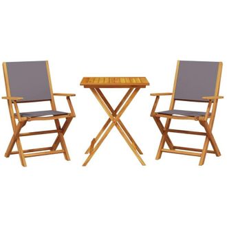 vidaXL Juego De Bistro De 3 Piezas Tela Y Madera Maciza Antracita Vidaxl