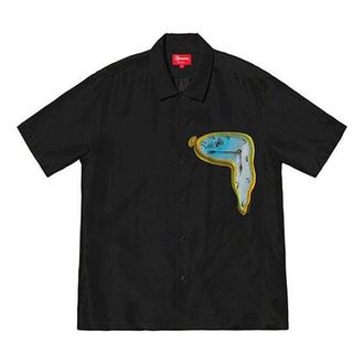 SUPREME The Persistence of Memory Silk S/S Shirt Black Blue SUP-SS19-10095