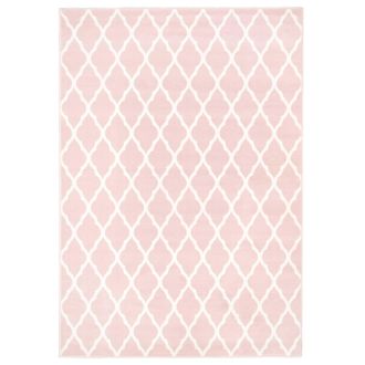 Kukoon Blush Pink White Classic Trellis Living Area Rug in Light Pink | Size: 190 cm x 280 cm