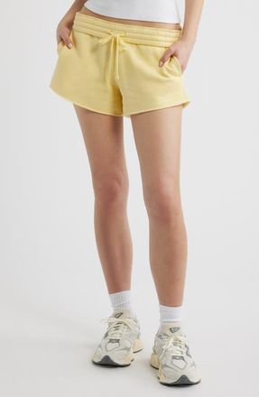 BP. Foldover Fleece Mini Sweat Shorts in Yellow Begonia at Nordstrom, Size Xx-Small