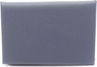 Herm&egrave;s Blue Nuit Navy Leather Epsom Leather Coin Purse/Coin Case (Pre-Owned)