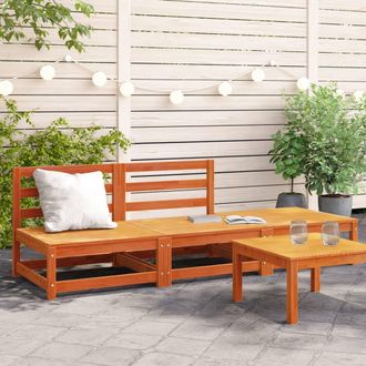 Berkfield Home Garden Sofa Armless with Footstool Wax Brown Solid Wood Pine