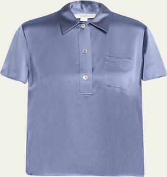 Vince Silk Charmeuse Short-Sleeve Polo Shirt
