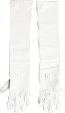 Dolce & Gabbana Guantes con Logo DG en Relieve - Accessories - Mujer - Blanco - ONE SIZE