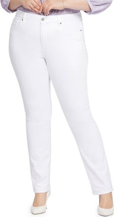 NYDJ Marilyn Straight Leg Jeans in Optic White at Nordstrom, Size 20W