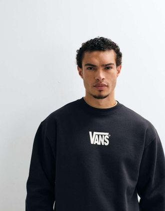 Vans Felpa girocollo nera elasticizzata con logo-Nero
