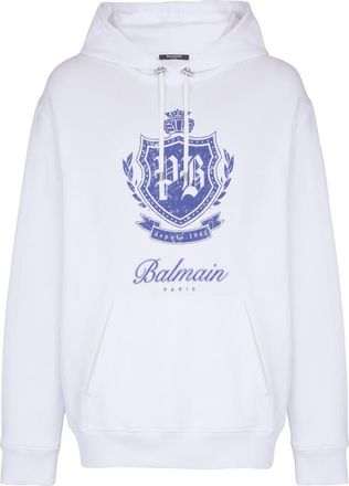 Balmain College Emblem hoodie in White at Nordstrom, Size Xx-Large
