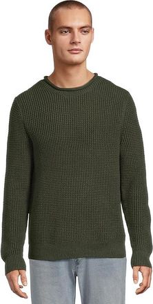 L.L.Bean Organic Cotton Waffle Sweater Rollneck Crew Mens Clothing Thyme : 2XL