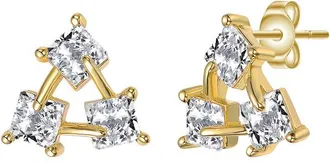 Rachel Glauber 14K Plated Cz Stone Earrings