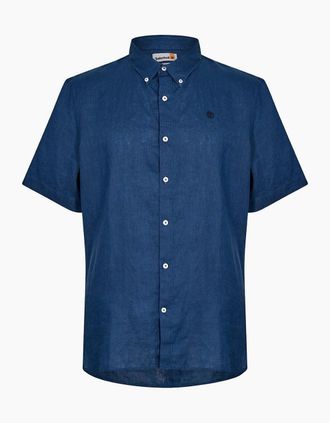 Timberland Mens Mill Brook Collared Button Down Short Sleeve Shirt - Navy - Size: 42/Regular