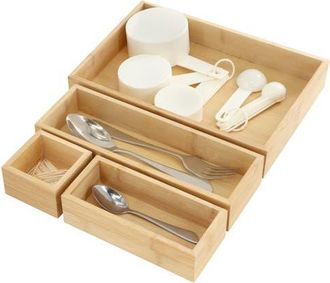 MegaChef Wood Storage and Organization Trays in Bamboo at Nordstrom, Size Medium