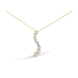 House of Brilliance AGS Certified 14K Yellow Gold 3.0 Cttw Baguette Round Diamond Journey Pendant Necklace at Nordstrom