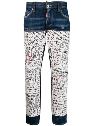 Dsquared2 handwriting print jeans - women - Spandex/Elastane/Polyester/Cotton/Cotton - 34 - Blue
