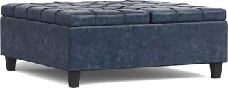 Simpli Home Harrison 40In Transitional Square Large Coffee Table Storage Ottoman