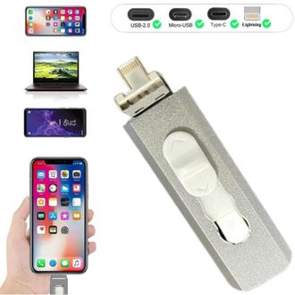 Trade Shop Trade Shop - Pen Drive Flashdrive Key Desde 128 Gb 4 En 1 Usb Para Iphone Ios Android Type C