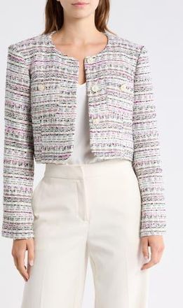 Cinq &agrave; Sept Auden Tweed Jacket in Vibrant Plum Multi at Nordstrom Rack, Size 12