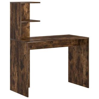 Berkfield Home Smoked Oak Writing Desk Smoked Oak Engineered wood Medium Storage in Brown