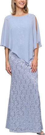 S.L. Fashions Sequin Lace Capelet Dress in Hydrangea at Nordstrom, Size 10P