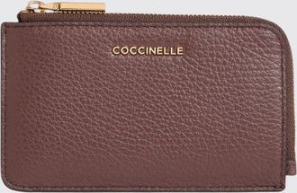 Coccinelle Portacarte Metallic Soft a righe in pelle martellata con zip