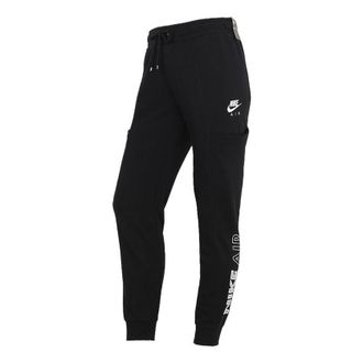 Nike (WMNS) Nike Air Logo Printing Big Pocket Bundle Feet Sports Pants/Trousers/Joggers Black CZ8627-010