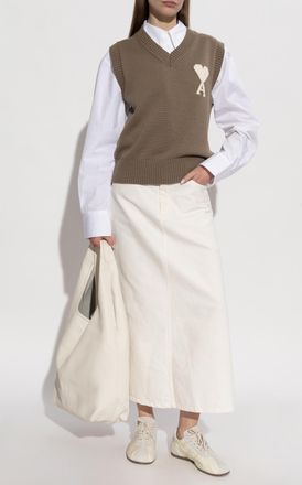 Ami V-neck Vest, Womens, Brown