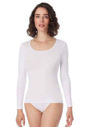 Schiesser T-Shirt SCHIESSER Luxury, Damen, Gr. 48, weiss (wei&szlig;), Feinripp, Obermaterial: 100% Baumwolle, figurbetont h&uuml;ftbedeckend, Rundhals, Shirts T-Shirt, ru