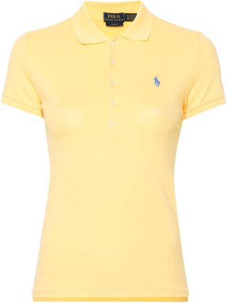 Polo Ralph Lauren Polo Pony-embroidered polo shirt - women - Spandex/Elastane/Cotton - L - Yellow