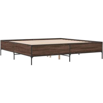 vidaXL Vidaxl - Estructura Cama Madera Ingenier&iacute;a Metal Marr&oacute;n Roble 180x200 Cm