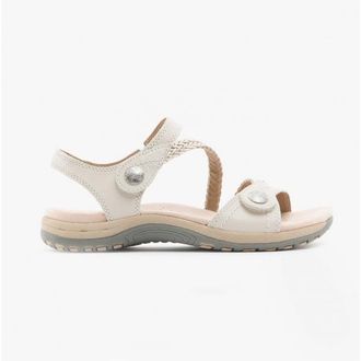 Free Spirit Malibu Womens Leather Touch Fasten Sandals Sand White - Size UK 6