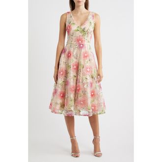 Eliza J Sequin Floral Print Sleeveless Cocktail Dress in Purple Mul at Nordstrom, Size 12