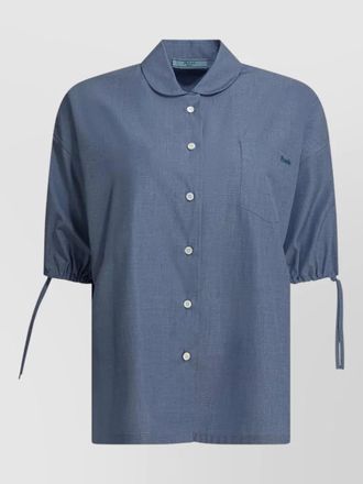 Prada short sleeve collared top chest pocket drawstring