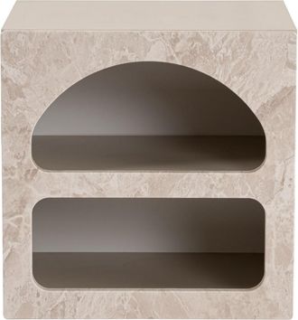 Hanah Home Mesita De Noche De Madera <> 50 X 40 X 50 Cm - M&aacute;rmol Travertino