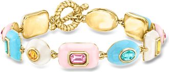Ross-Simons 14kt Yellow Gold-Plated Bracelet With Simulated Multicolored Gemstones and Enamel