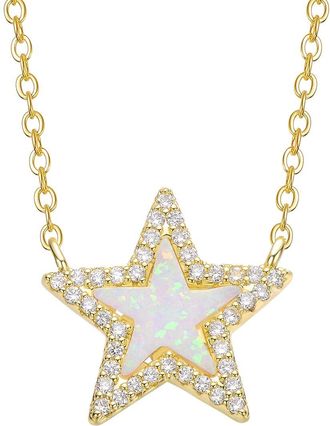 Rachel Glauber 14K Plated Cz Opal Necklace
