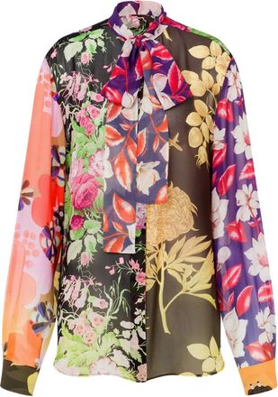 Moschino Zijden blouse met bloemenprint - Zwart