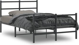 vidaXL Estructura Cama Sin Colch&oacute;n Con Estribo Metal Negro 120x190 Cm Vidaxl