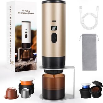 OEM Cafetera Port&aacute;til Con Bandeja De Goteo De Caf&eacute;, M&aacute;quina De Caf&eacute; Expreso Para Camping, Mini Cafetera Autocalentable, Compatible Con Caf&eacute; Molido Y En C&aacute;