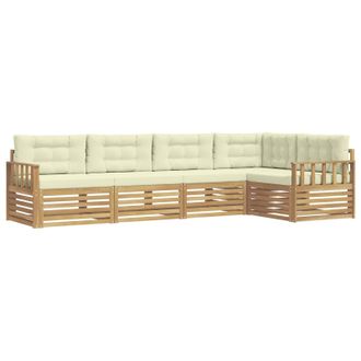 vidaXL Conjunto De Sof&aacute;s De Exterior 6 Pcs Blanco Y Crema Poli&eacute;ster Vidaxl