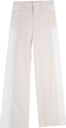 Dior Cream and White Two Toned Wide Leg Jeans Size XS