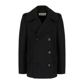 Dries Van Noten Double-Breasted Coats, male, Black, Size: XL Double-Breasted Coat