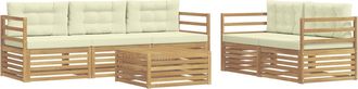 vidaXL Conjunto De Sof&aacute;s De Exterior 6 Uds. Blanco Y Crema Vidaxl