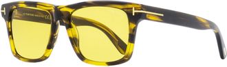 Tom Ford Mens Rectangular Sunglasses TF906 Buckley-02 55E Striated Brown/Amber 56mm