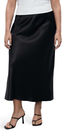 Mango Mia Satin Maxi Skirt in Black at Nordstrom, Size X-Small