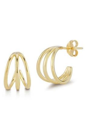 Glaze Jewelry Triple Ring Huggie Hoop Earrings in Gold at Nordstrom Rack